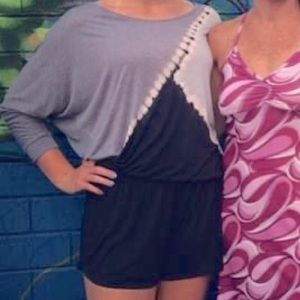 YFB- blue tie dye elastic waist romper